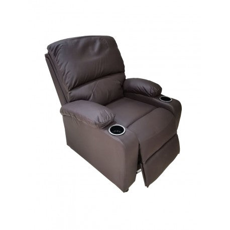 Bergere reclinable Ibiza leather Cafe