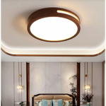 Imagen de Lampara Redonda Sobrepuesta Madera Oscura con control 30cm 24w+24W