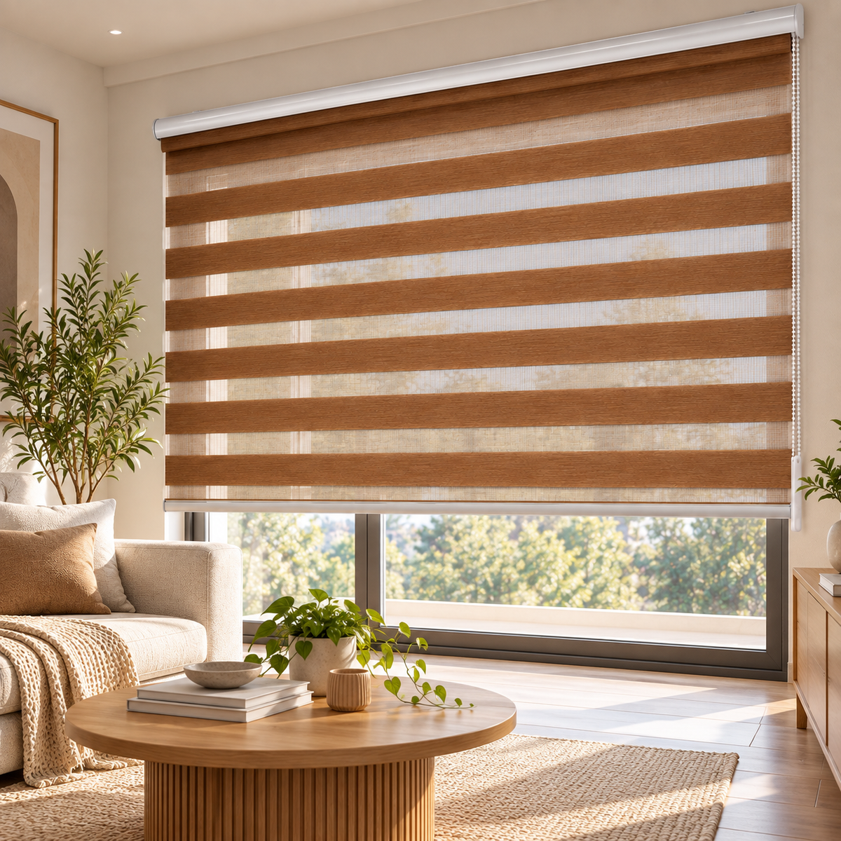 Cortina Roller Duo Madera Biancobelo
