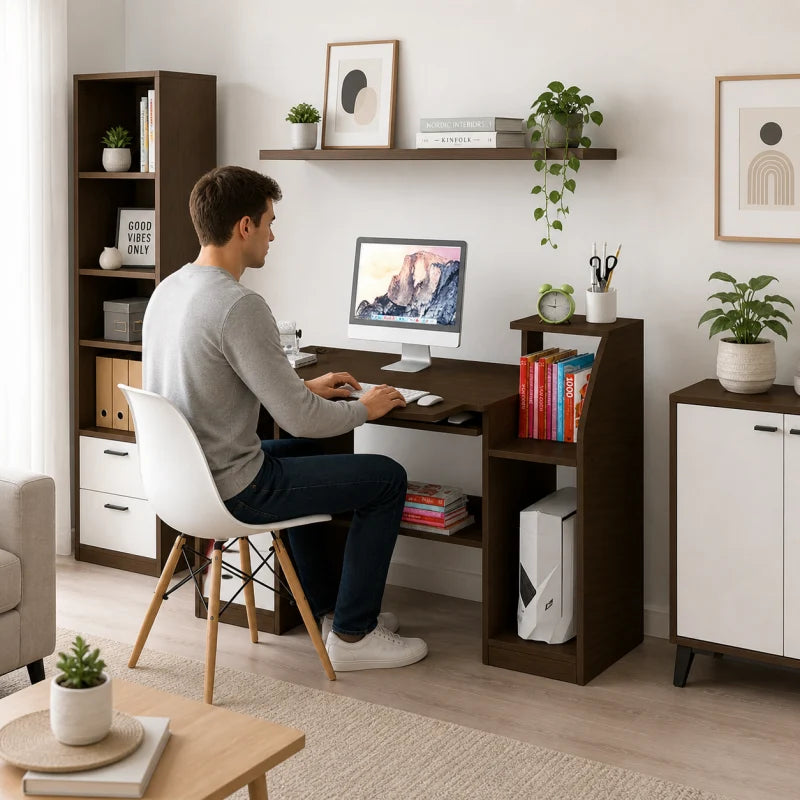 Escritorio para computador con gavetas Wood