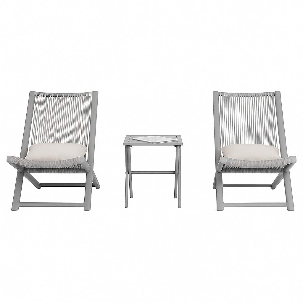Juego 2 reposeras plegables mesa color Gris