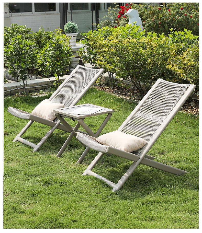Juego 2 reposeras plegables mesa color Gris