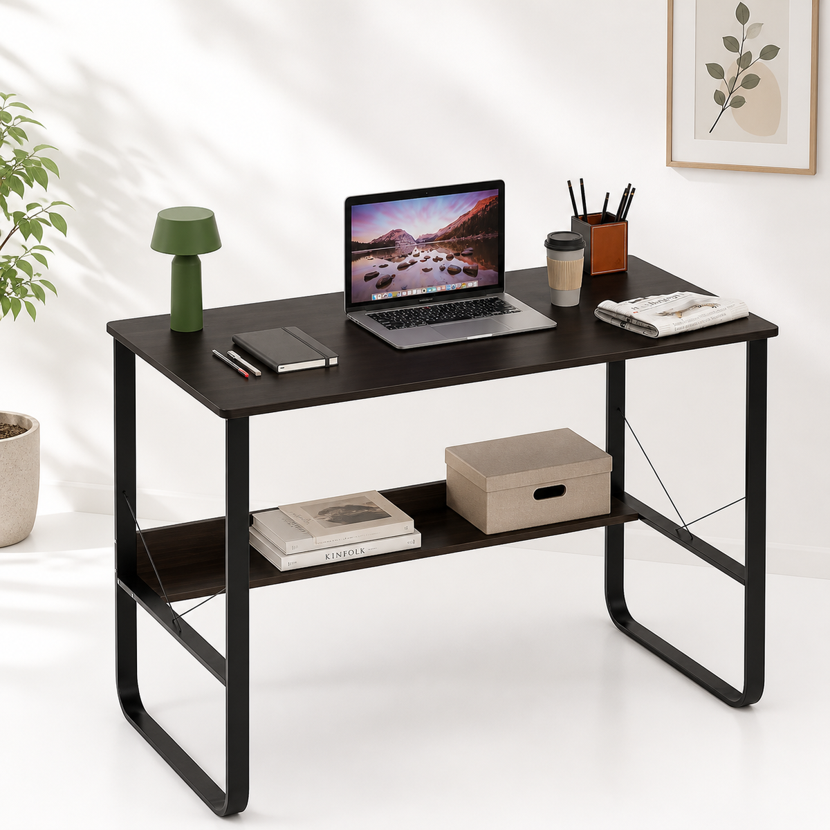 Escritorio industrial reforzado dark wood