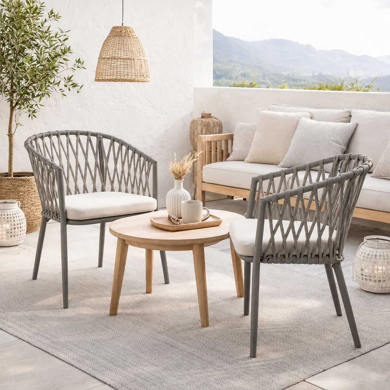 Pack de 2 Sillas de Terraza Trame - Aluminio y Cuerda