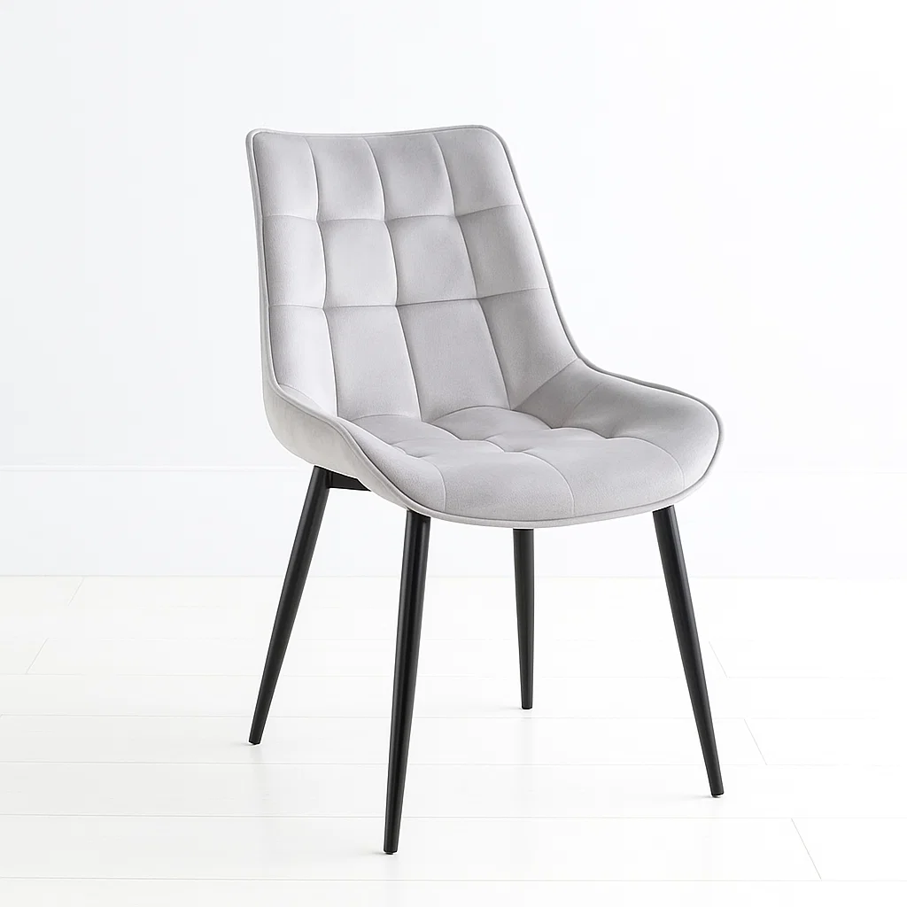 Silla de Comedor Macron Acolchada Terciopelo - Gris