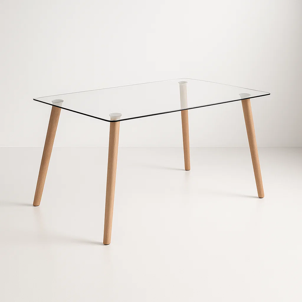 Mesa de Comedor Vidrio Rectangular Nórdica 140x90 cm