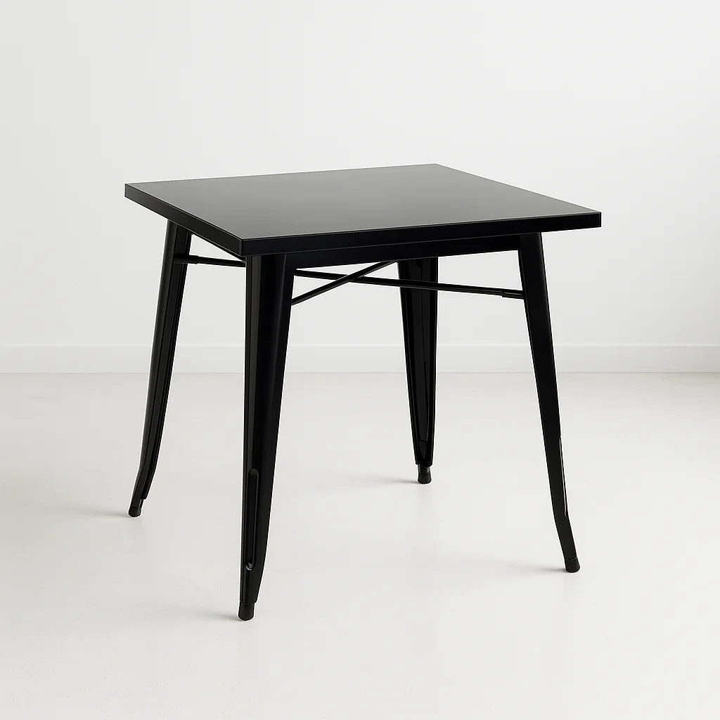 Mesa Tolix de Acero 80x80cm para Bar o Terraza o Restaurant - Negra