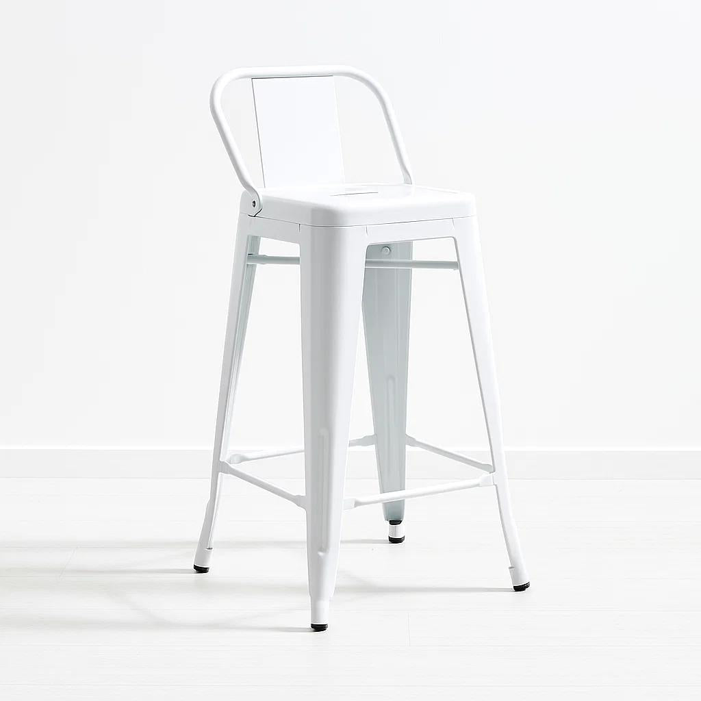 Taburete Tolix Acero con Respaldo - Blanco