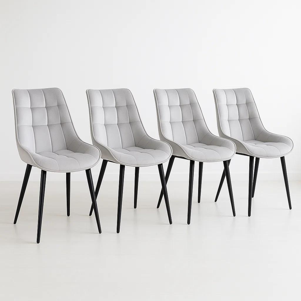 Pack de 4 Sillas de Comedor Macron Acolchada Terciopelo - Gris