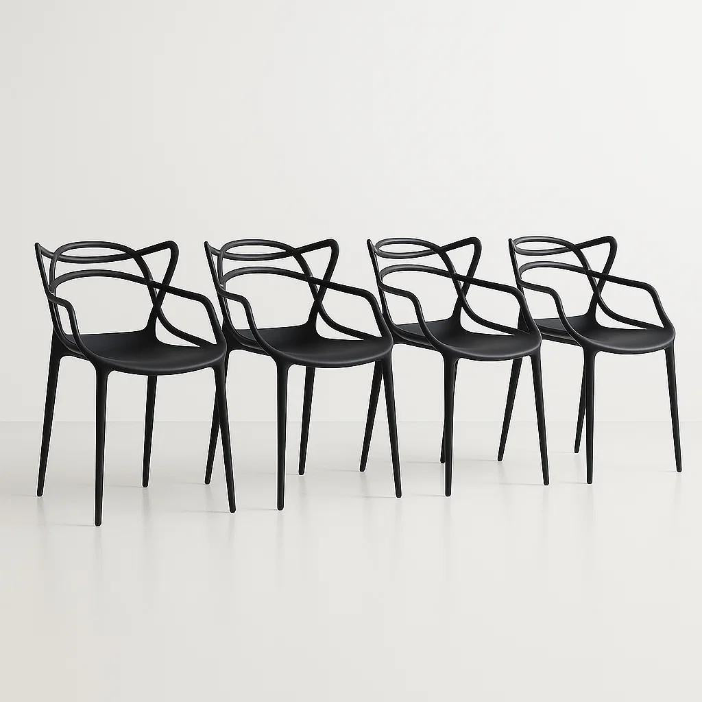 Pack de 4 sillas de terraza o comedor Master - Negras