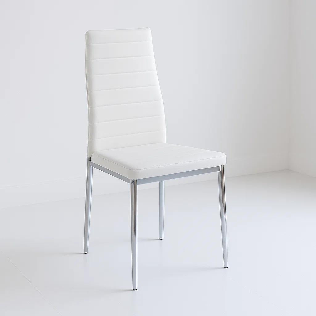 Silla Dining Acolchada Liana con patas cromadas - Blanca