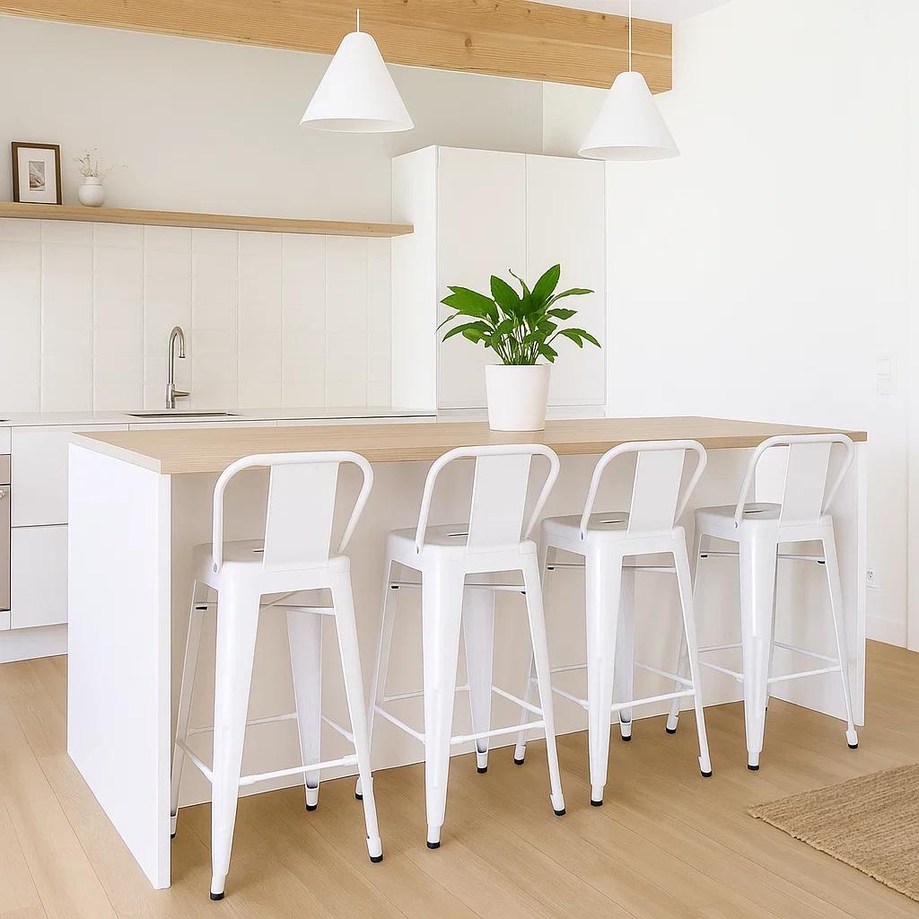 Pack de 4 Taburetes Tolix de acero - Blancos