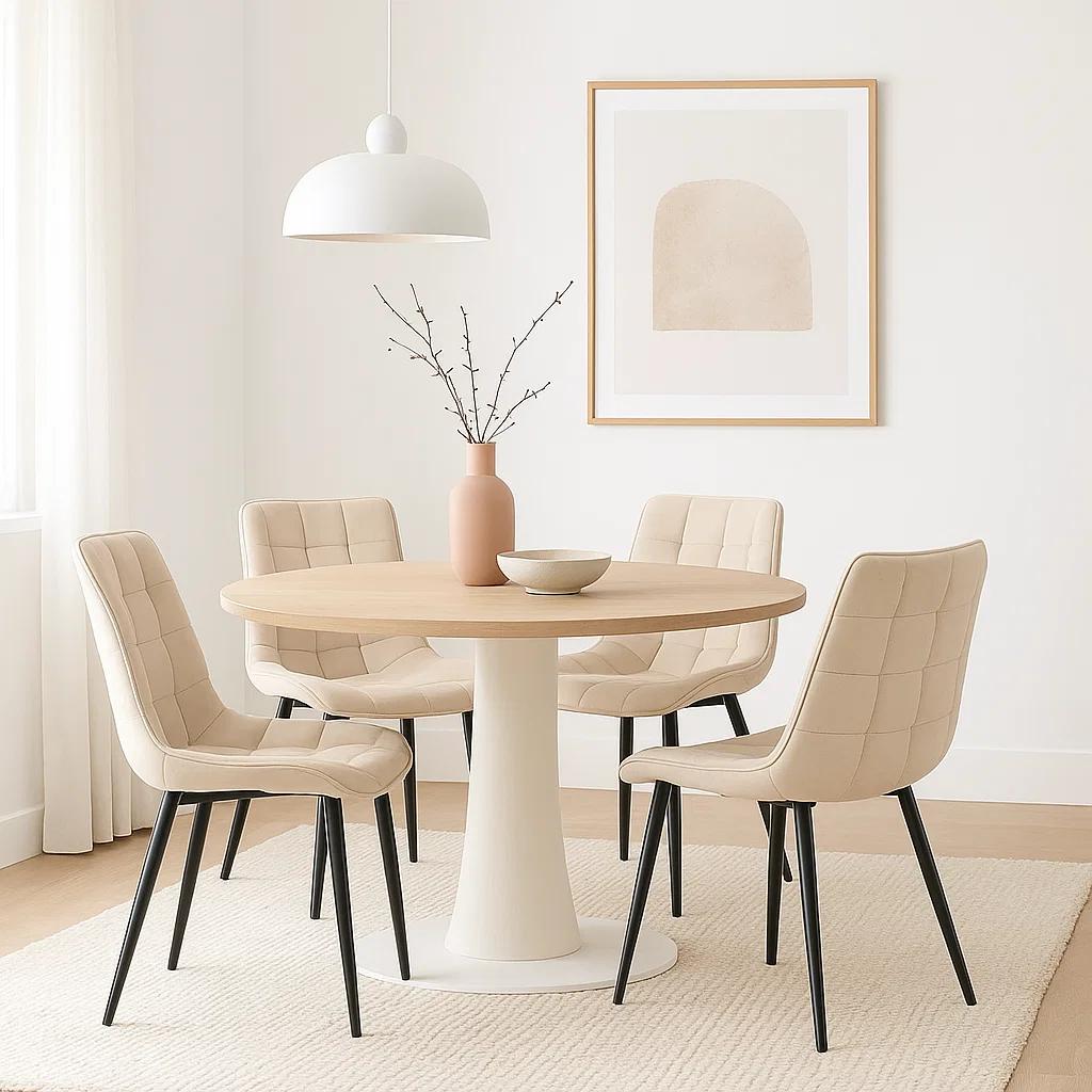 Pack de 4 Sillas de Comedor Macron Acolchada Terciopelo - Beige