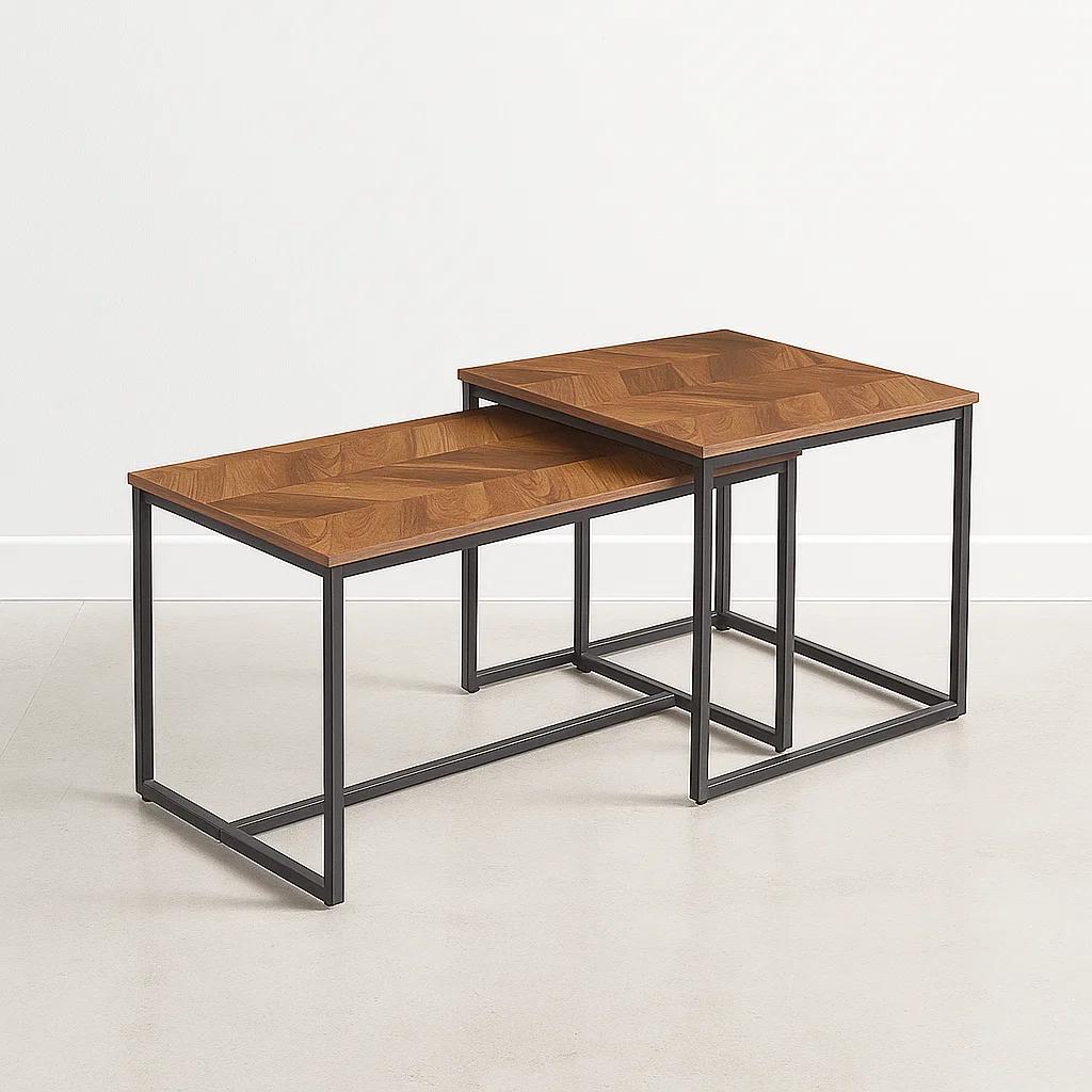 Mesa de centro doble rectangular - Madera clara