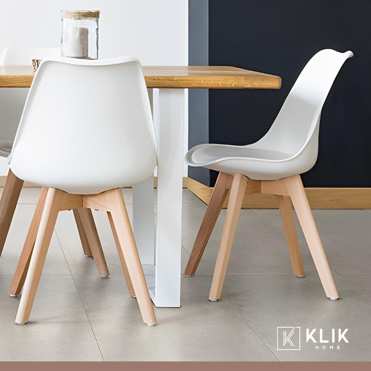 Comedor redondo de vidrio Cross 120cm + 5 Silla Tulip Acolchada - Blanca