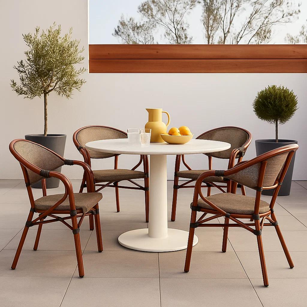 Pack de 4 Sillas Bistro Parisina Textileno con reposabrazos - Beige