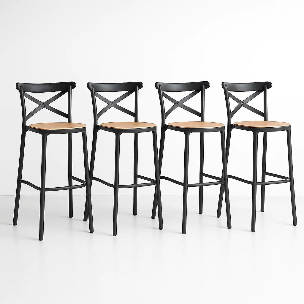 Pack de 4 Taburetes Crossback Danubio - Negros