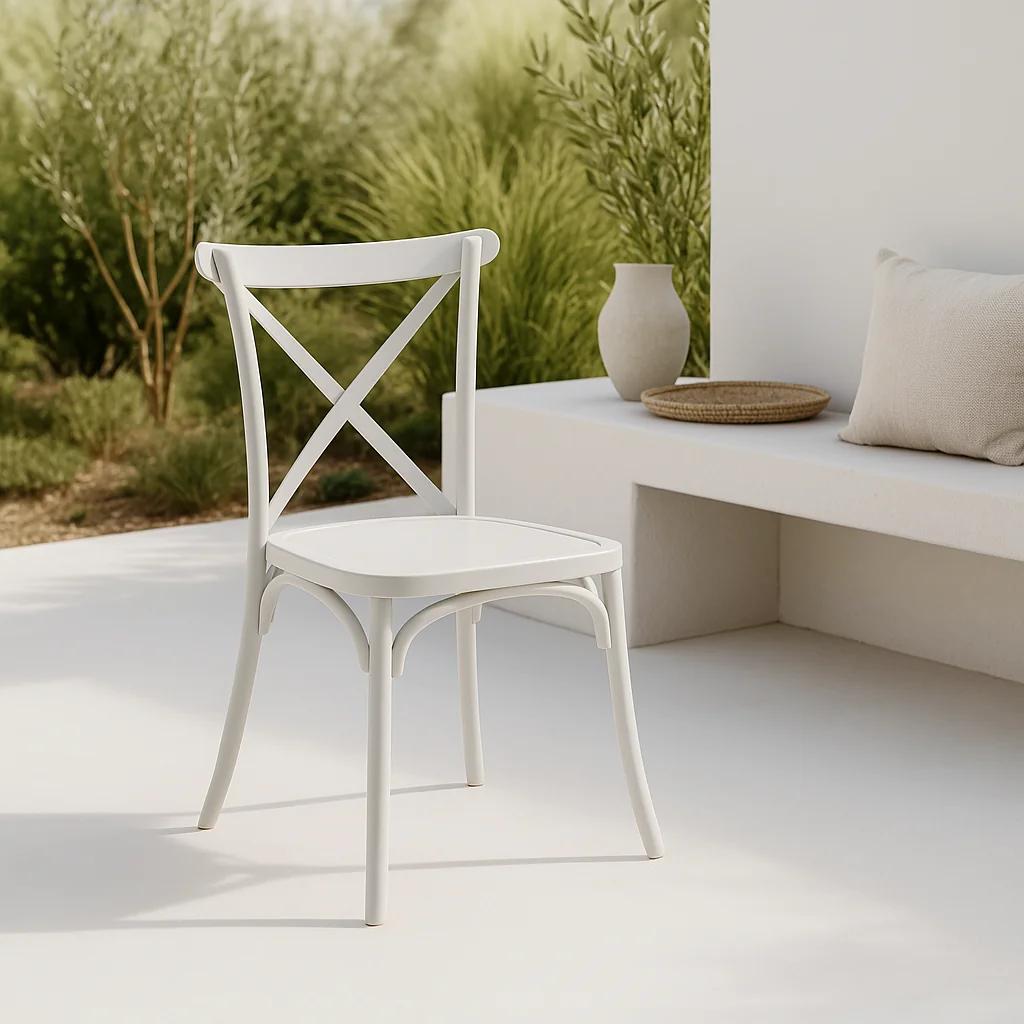 Silla Crossback Danubio de Terraza Exterior o Comedor  - Blanca