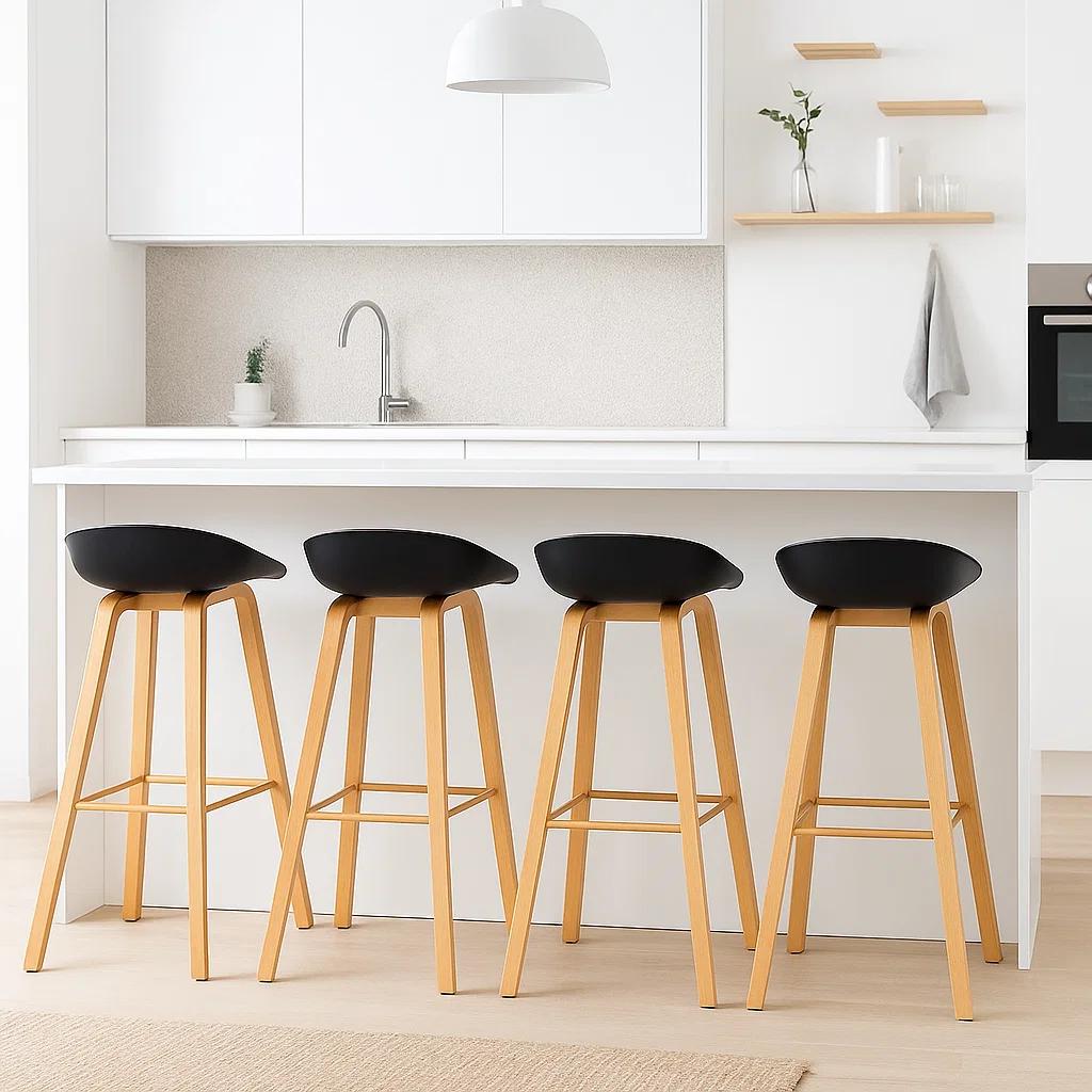 Pack de 4 Taburetes Nordic - Negro