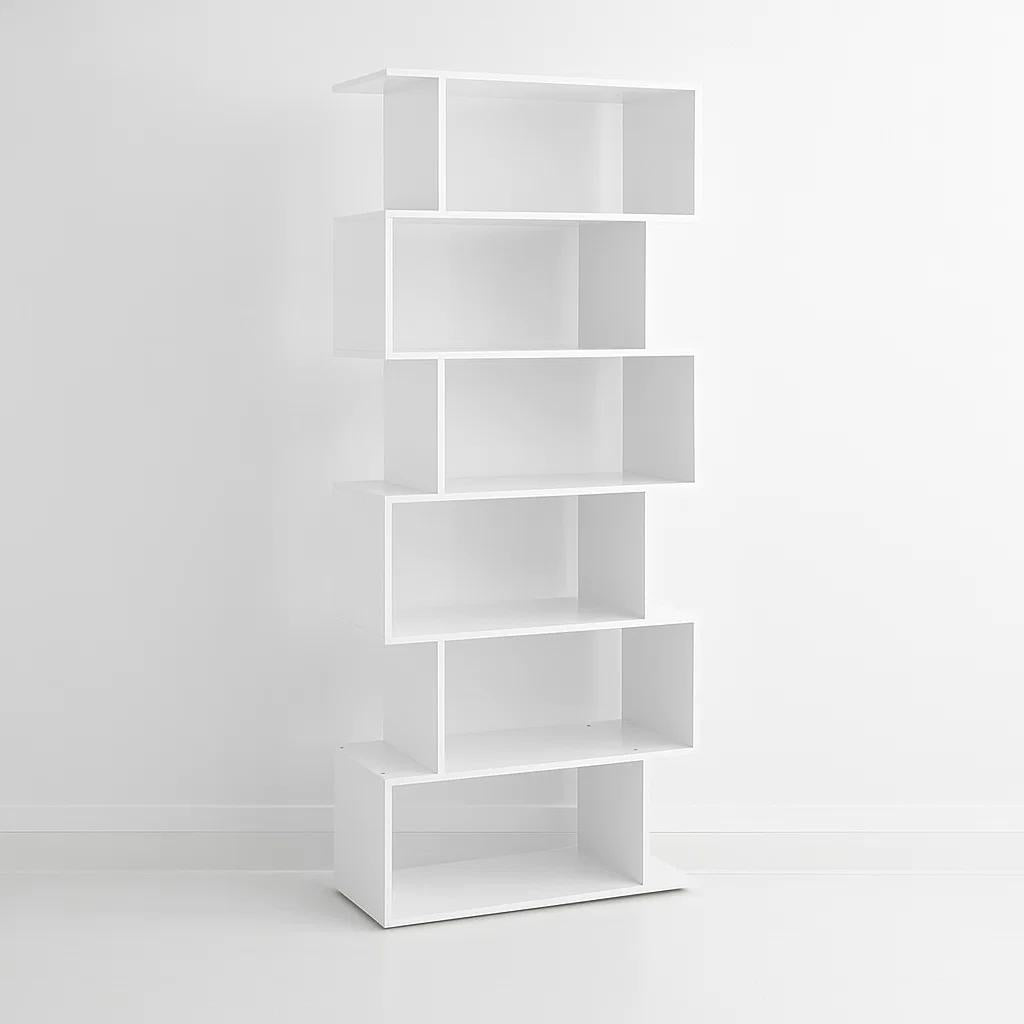 Estantería Moderna ZigZag de 6 Niveles 80x23.5x187.5 - Blanco