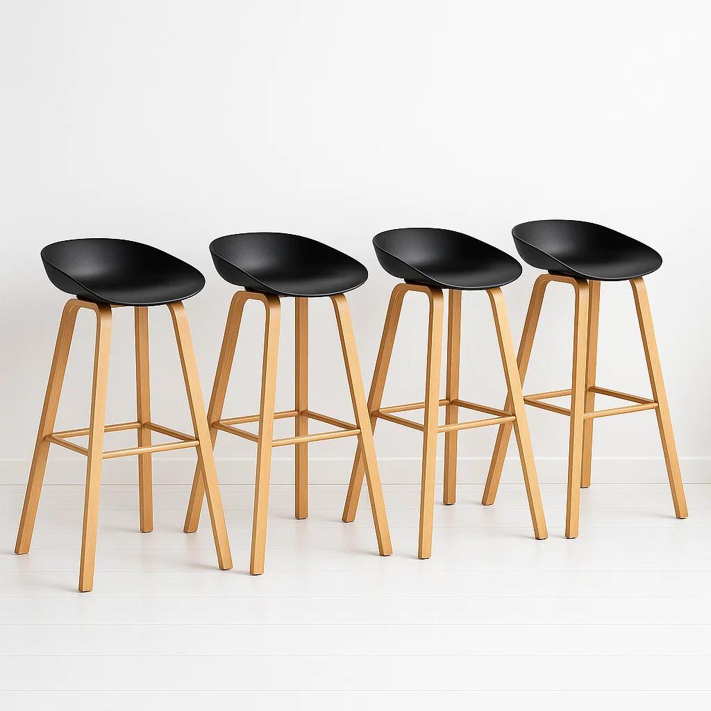 Pack de 4 Taburetes Nordic - Negro