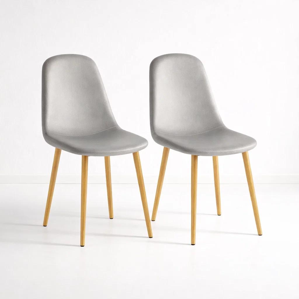 Pack de 2 Sillas Spoon Terciopelo - Gris