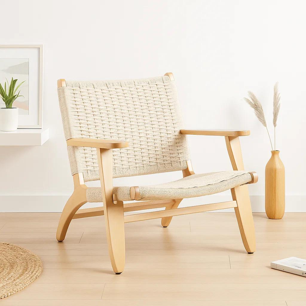 Butaca Sitial Danesa Wegner - Madera Hilo de Cuerda