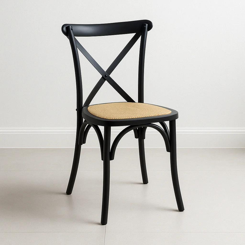 Silla Crossback Madera Rattan Negra