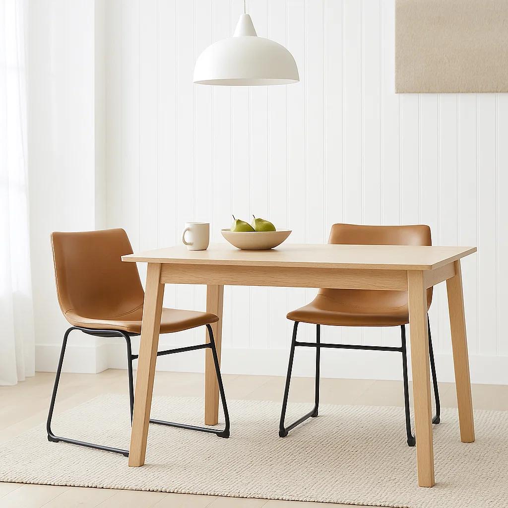 Pack de 2 Sillas Burgos de Comedor o Living de Cuero Sintético y Metal Industrial