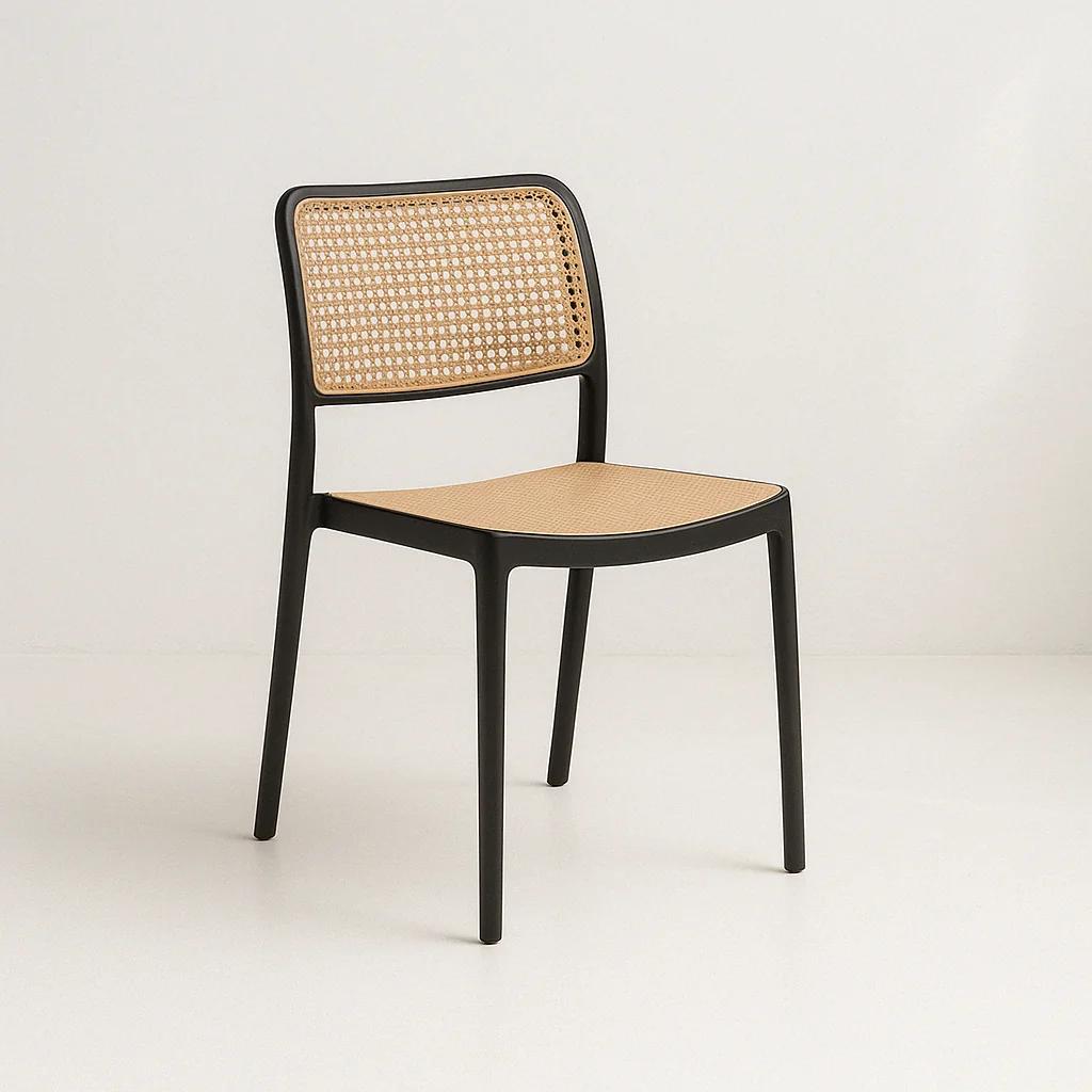Silla de Restaurant o Terraza Comedor Hoffman Enrejada - Negra
