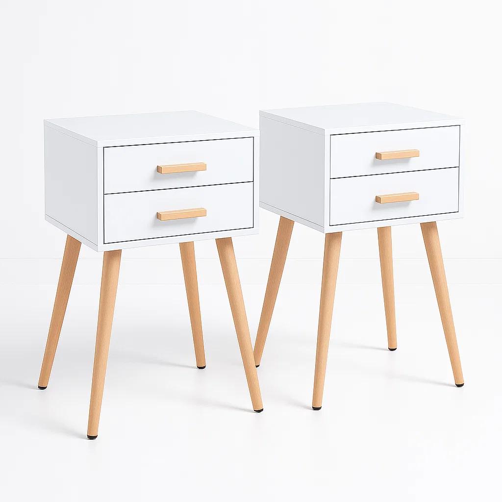 Pack de 2 Veladores Eames Doble 40x30x60 - Blanco