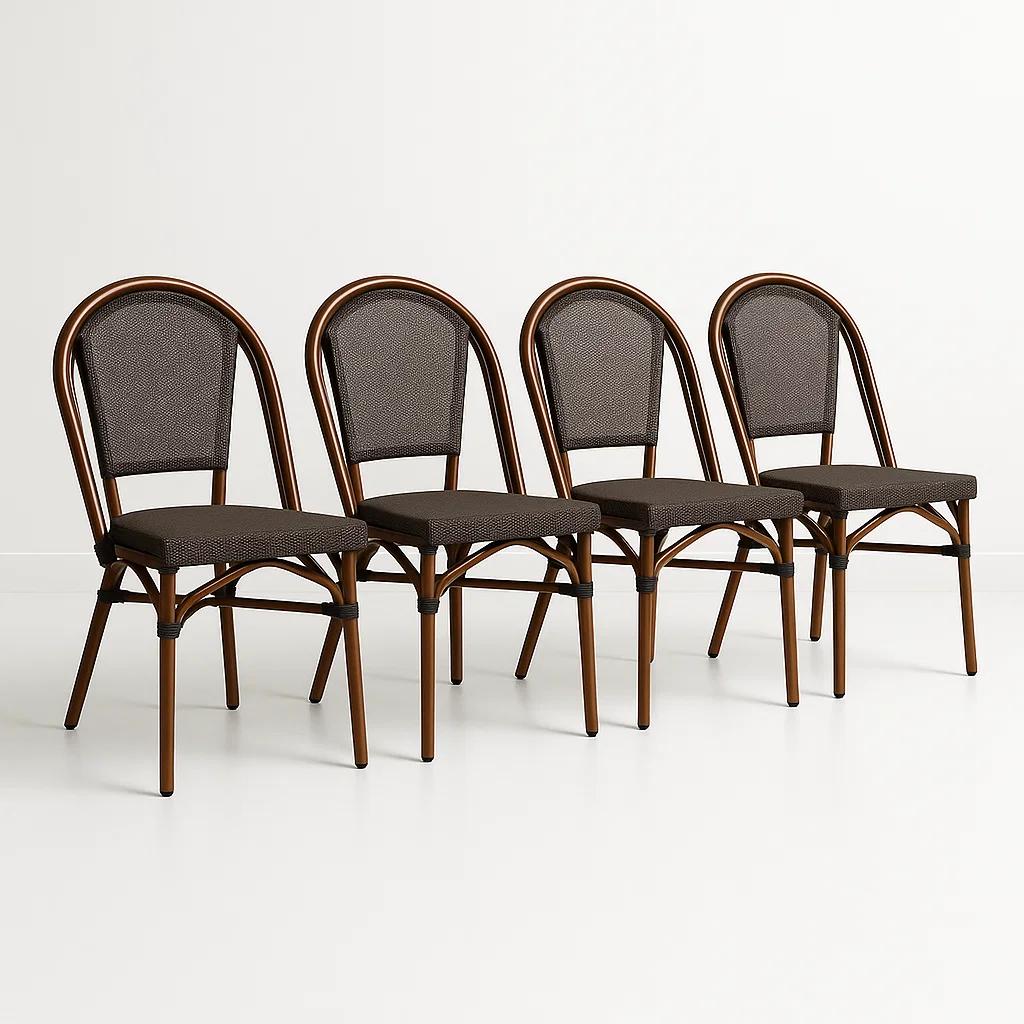 Pack de 4 Sillas Bistro Parisina Textileno - Café Oscuro