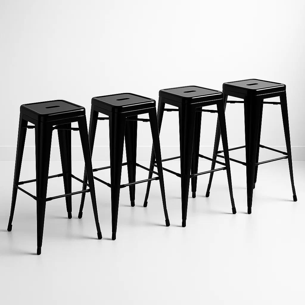 Pack de 4 Pisos Taburetes Tolix Altos - Negro