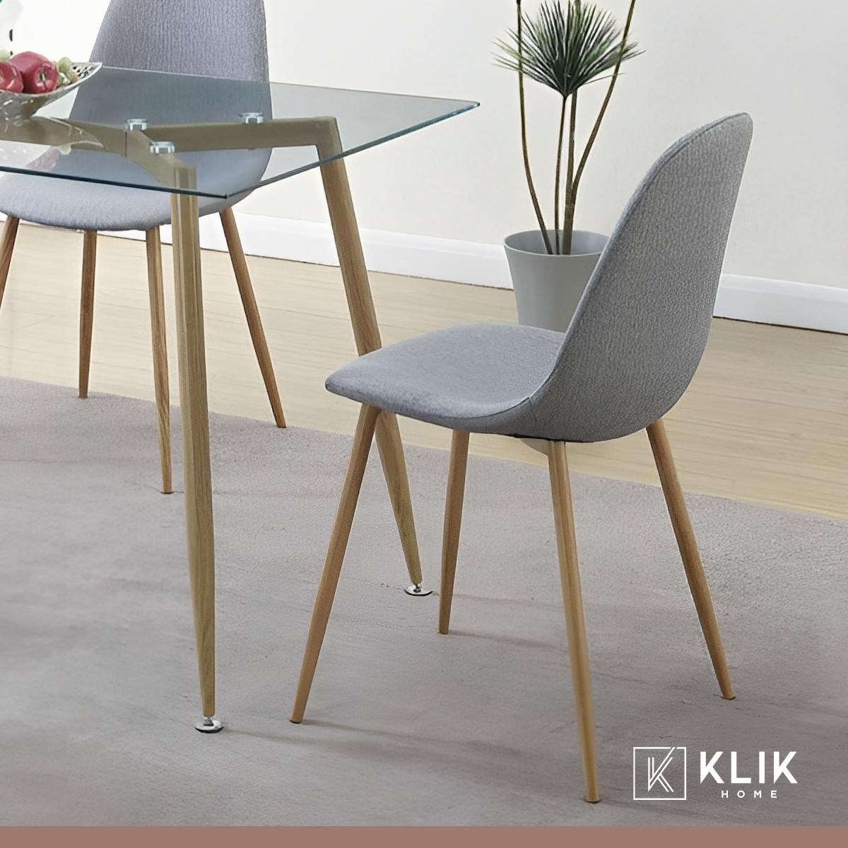 Comedor redondo de vidrio Cross 120cm + 5 Silla Spoon Velvet - Gris