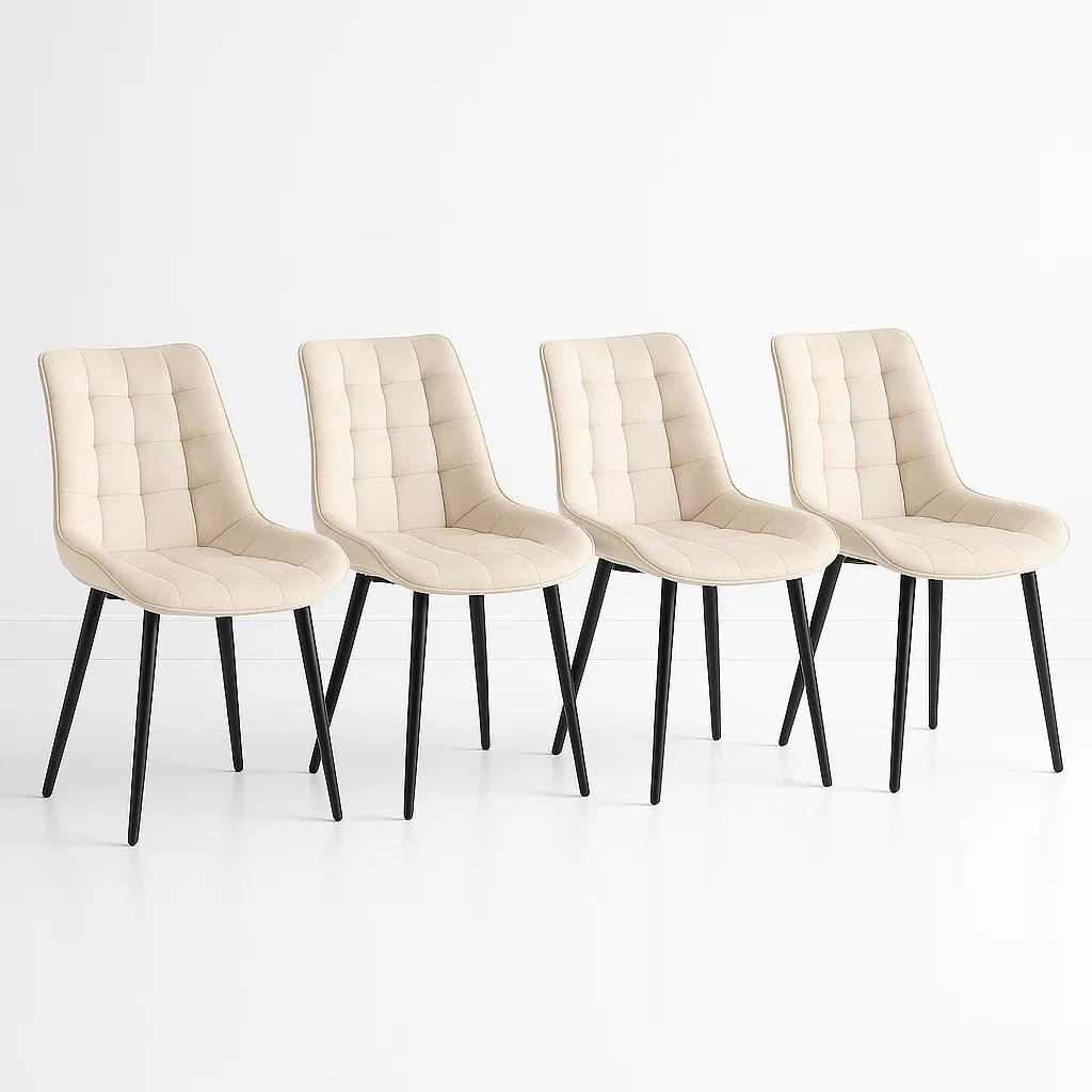 Pack de 4 Sillas de Comedor Macron Acolchada Terciopelo - Beige