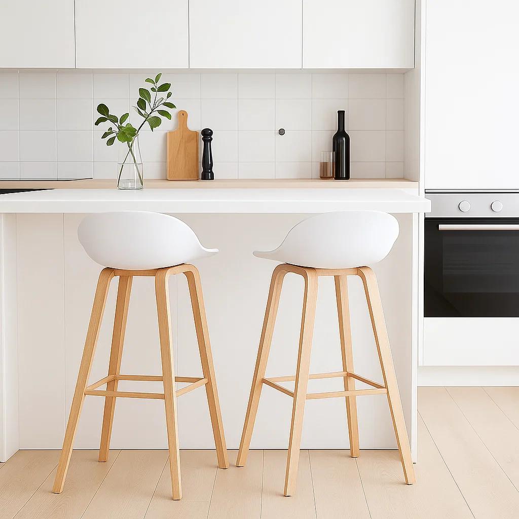 Pack de 2 Taburetes Piso Bar Nordic - Blanco