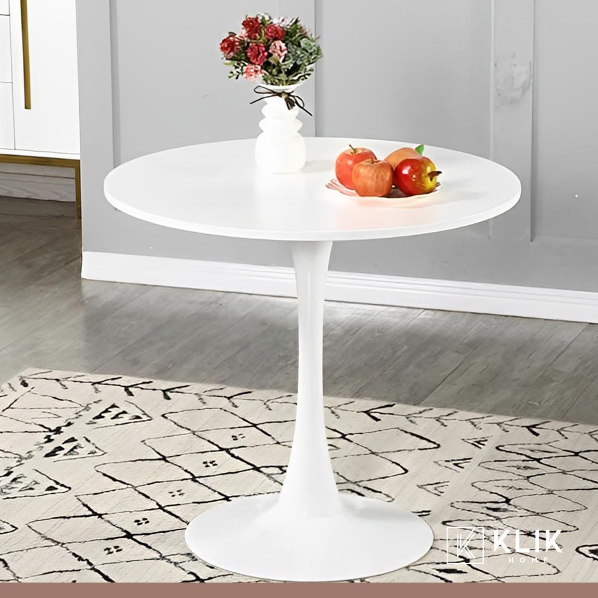 Comedor Mesa Tulip Blanca + 4 Sillas Tulip Acolchada - Menta