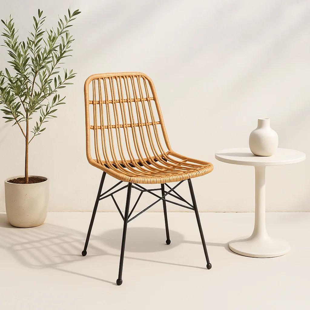Silla de Comedor Terraza Rattan Grecia Color Madera