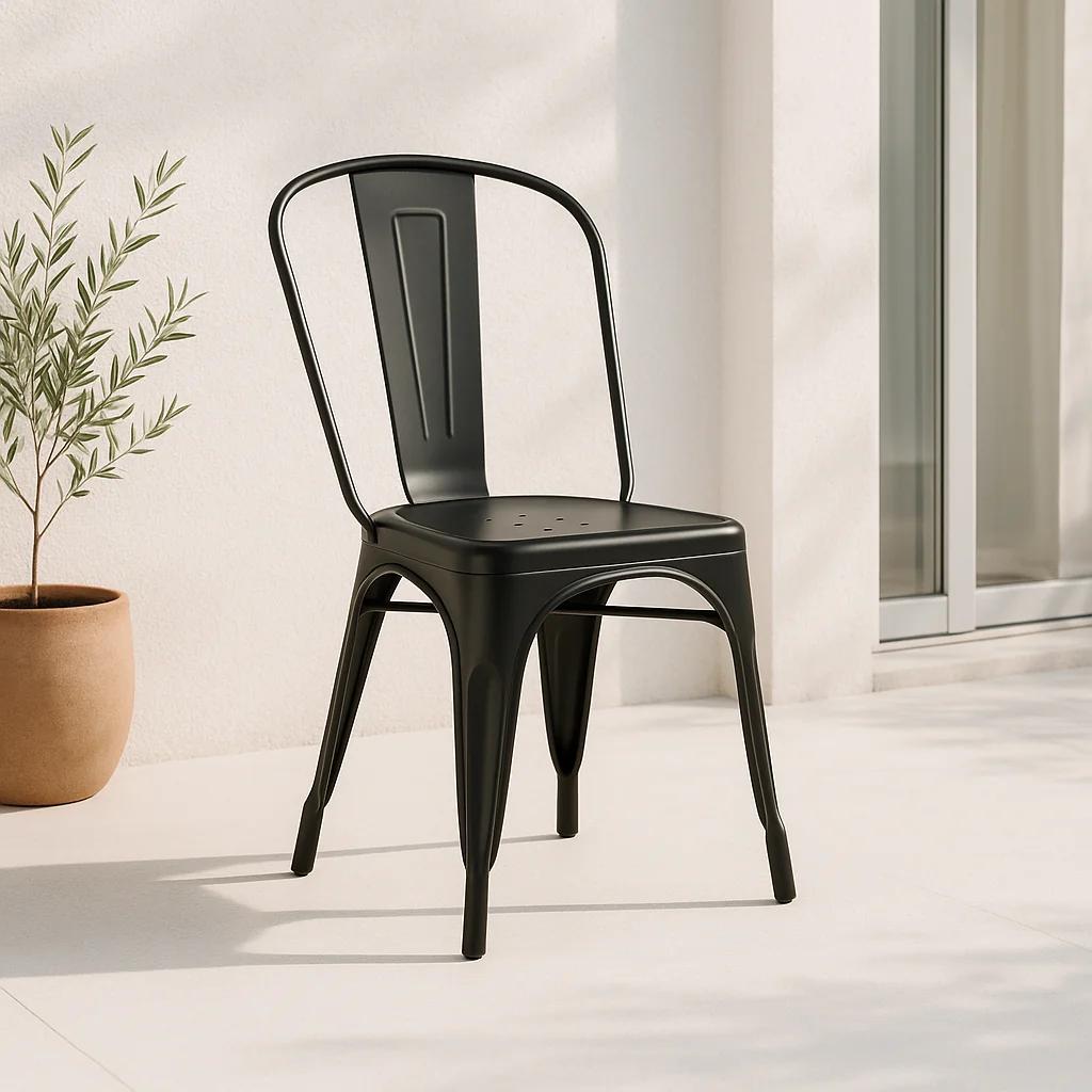 Silla Tolix de Comedor o Terraza Exterior - Negra