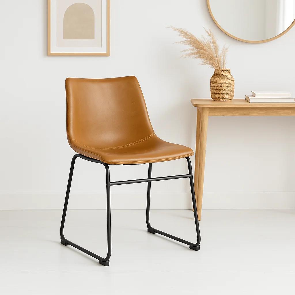 Silla Burgos de Comedor o Living de Cuero Sintético y Metal Industrial