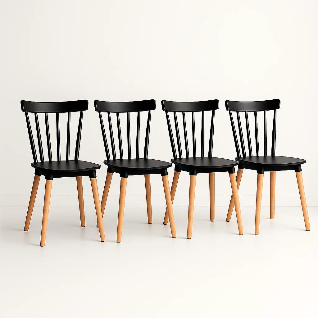 Pack de 4 Sillas Windsor Negras