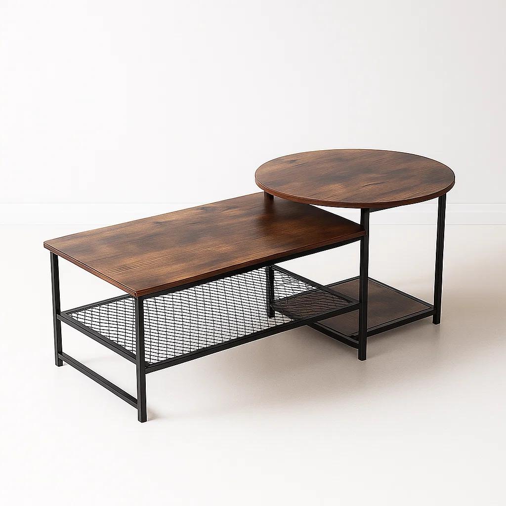Set de Mesas de Centro Industrial en MDF - Diseño Dúo Modular