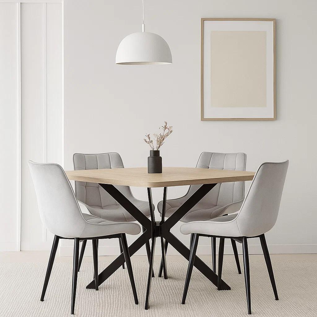 Pack de 4 Sillas de Comedor Macron Acolchada Terciopelo - Gris