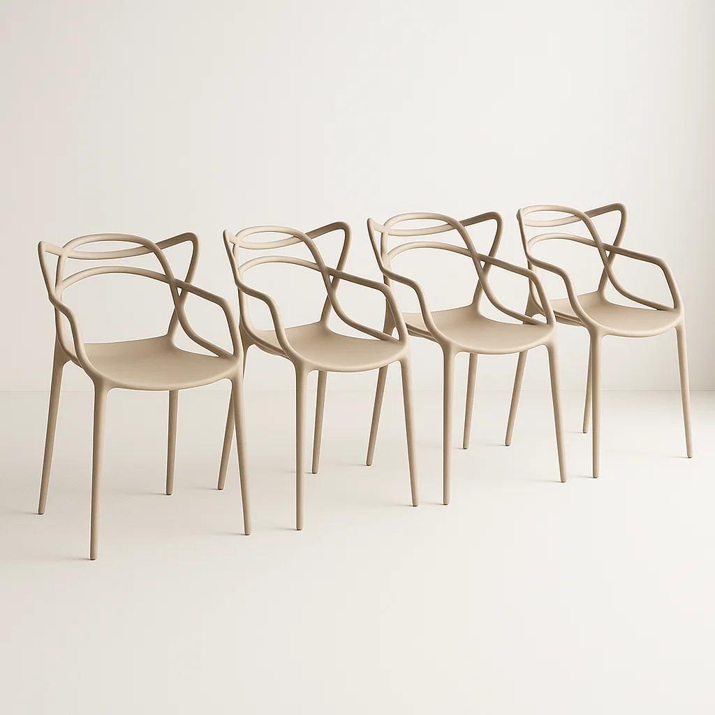 Pack de 4 sillas de terraza o comedor Master - Beige