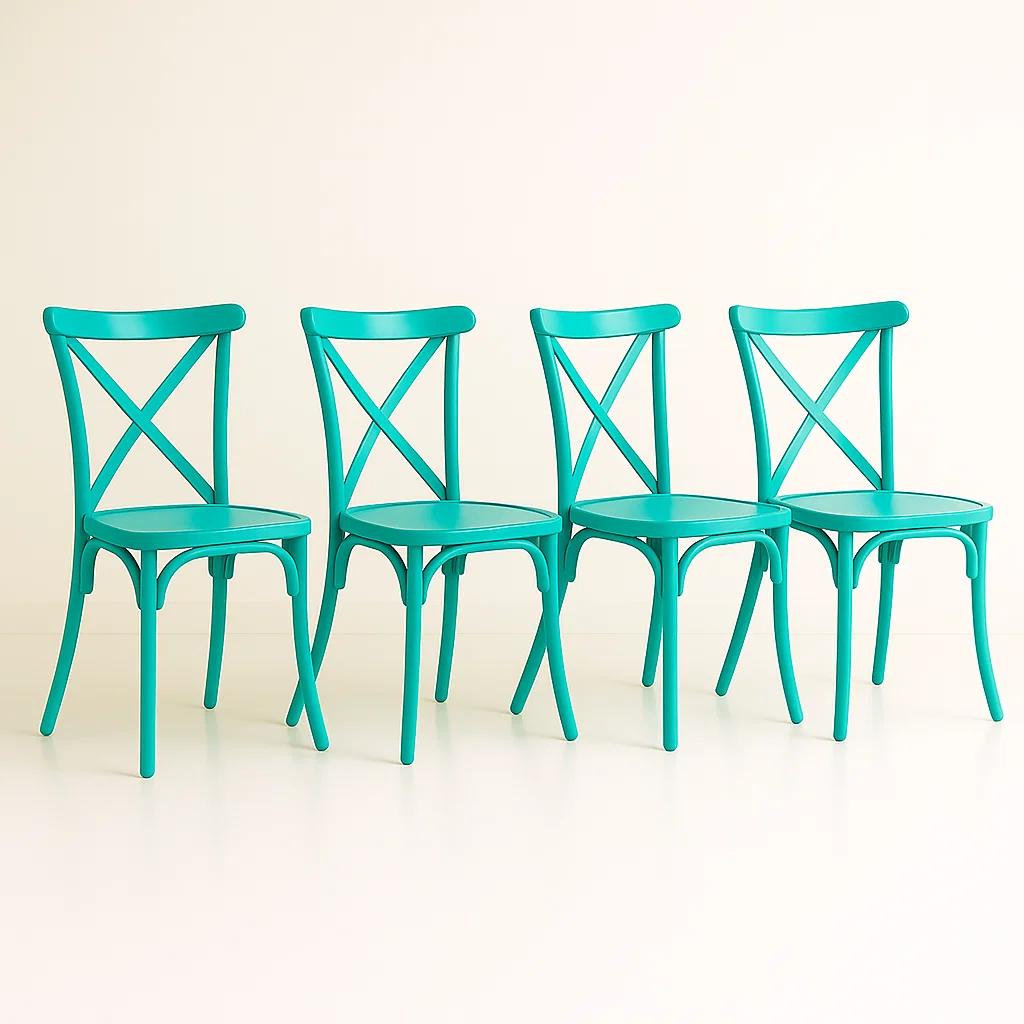 Pack 4 Sillas de Terraza o Comedor Crossback Danubio - Menta