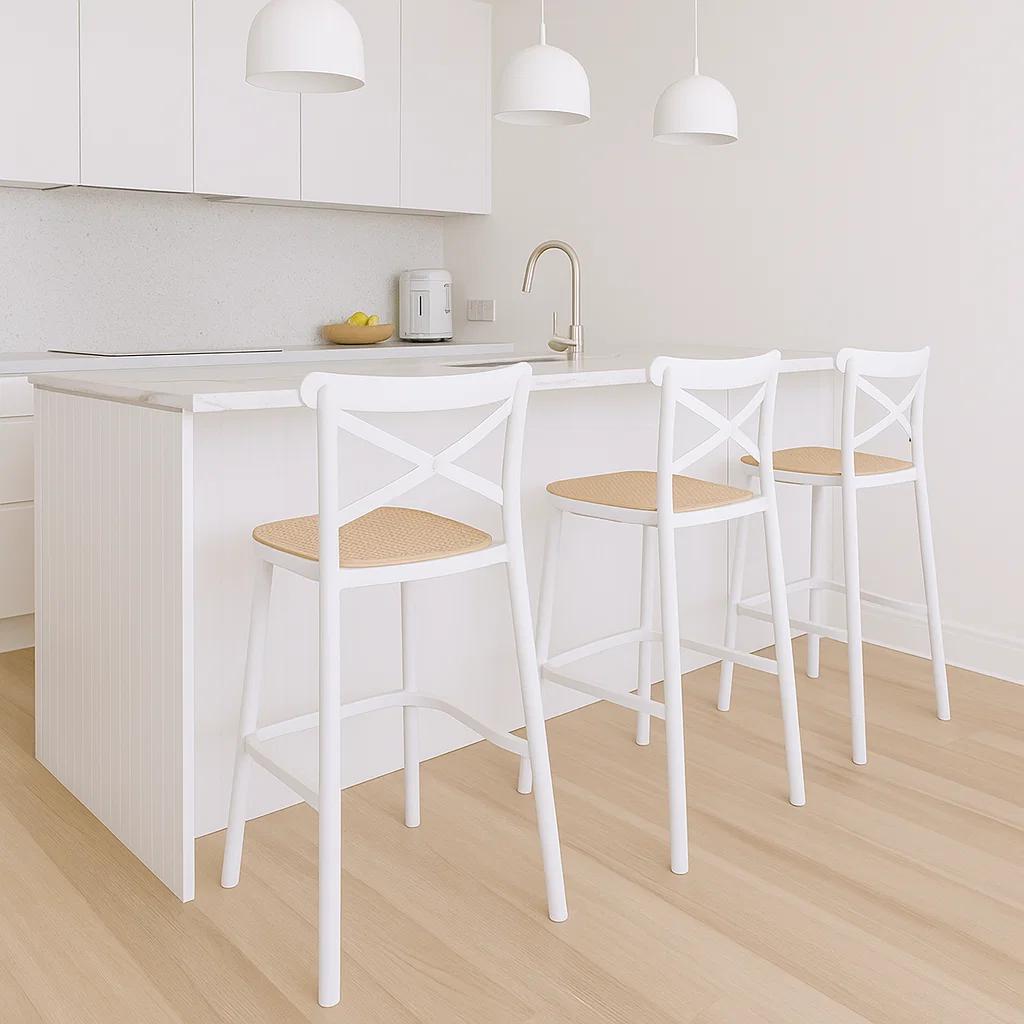 Pack de 4 Taburetes Crossback Danubio - Blanco