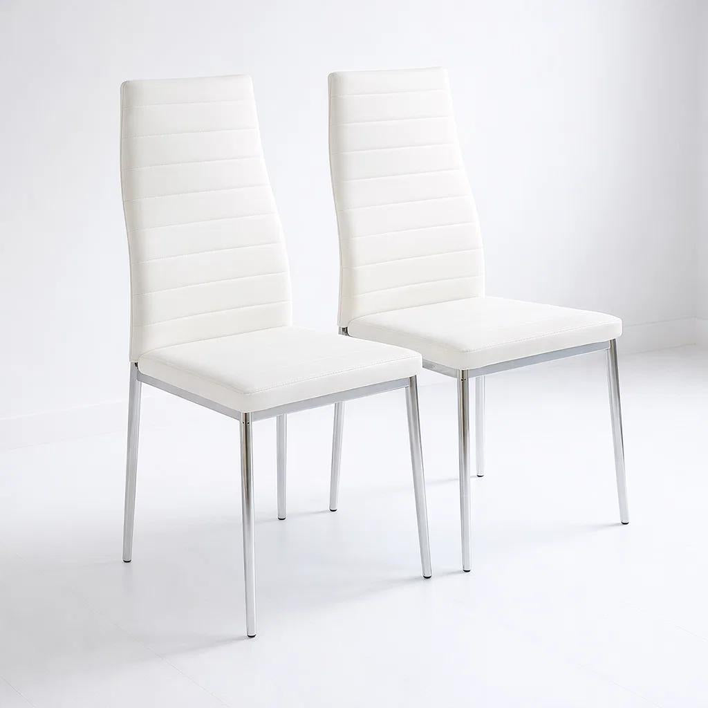 Pack de 2 Sillas Acolchadas Dining Liana con patas cromadas - Blancas
