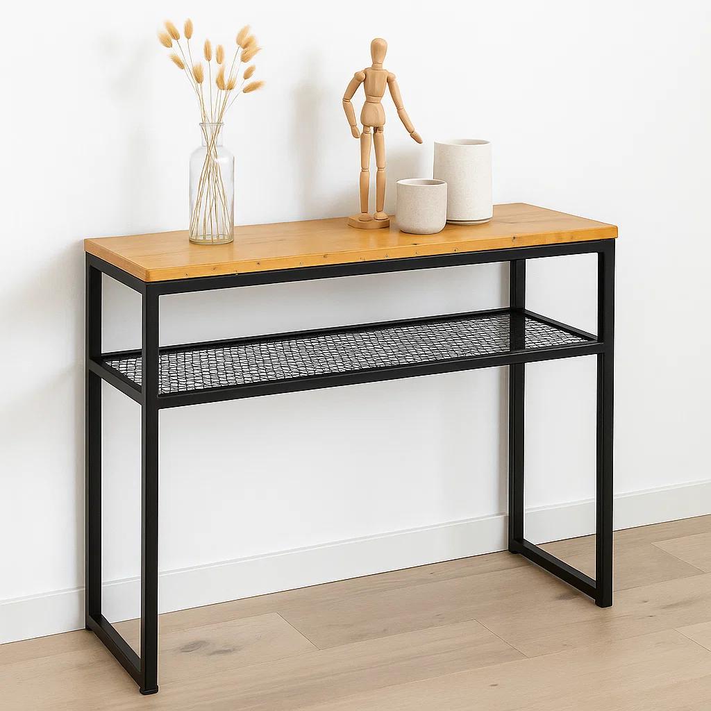 Arrimo Estilo Industrial con Repisa Metálica y Cubierta de Madera