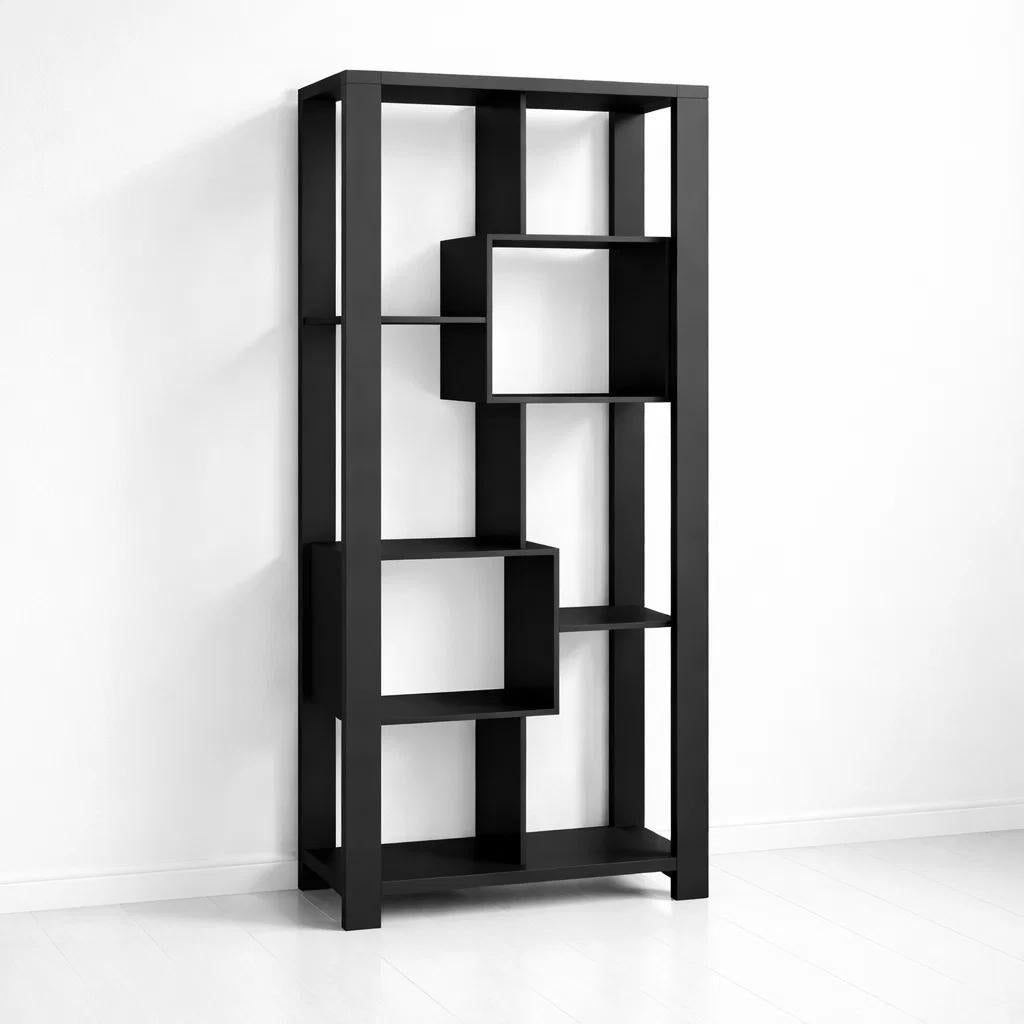 Estantería Prisma Noir Librero Geométrico Moderno 39x80x180 - Negro