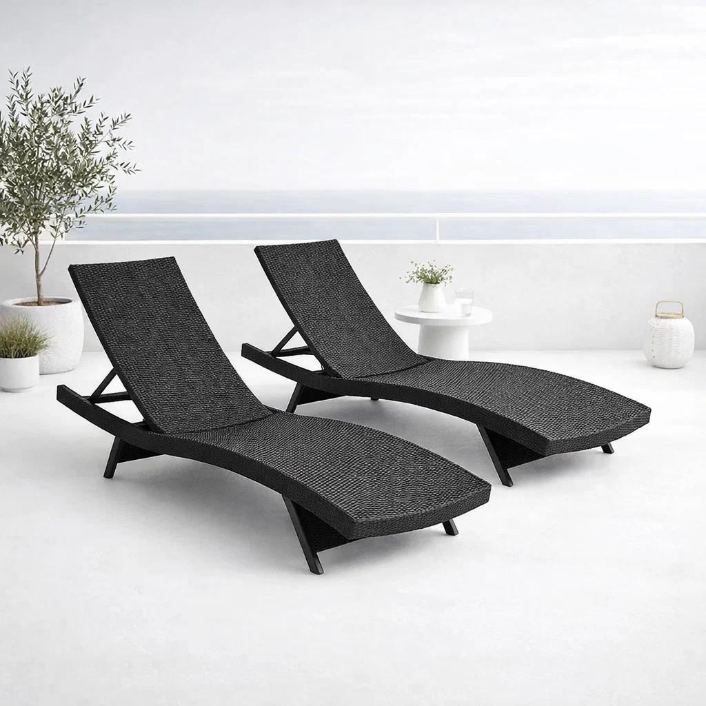 Pack de 2 Reposeras Moderna para Terraza o Piscina en Ratán